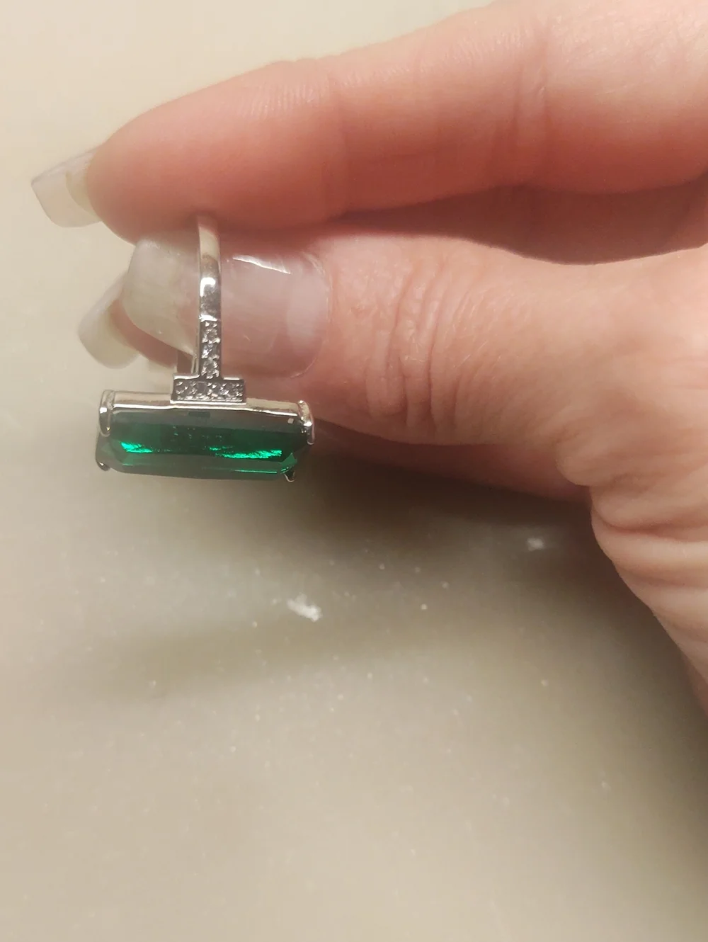 BOGO! NEW! Emerald Cut Large Green CZ Ring Size 6